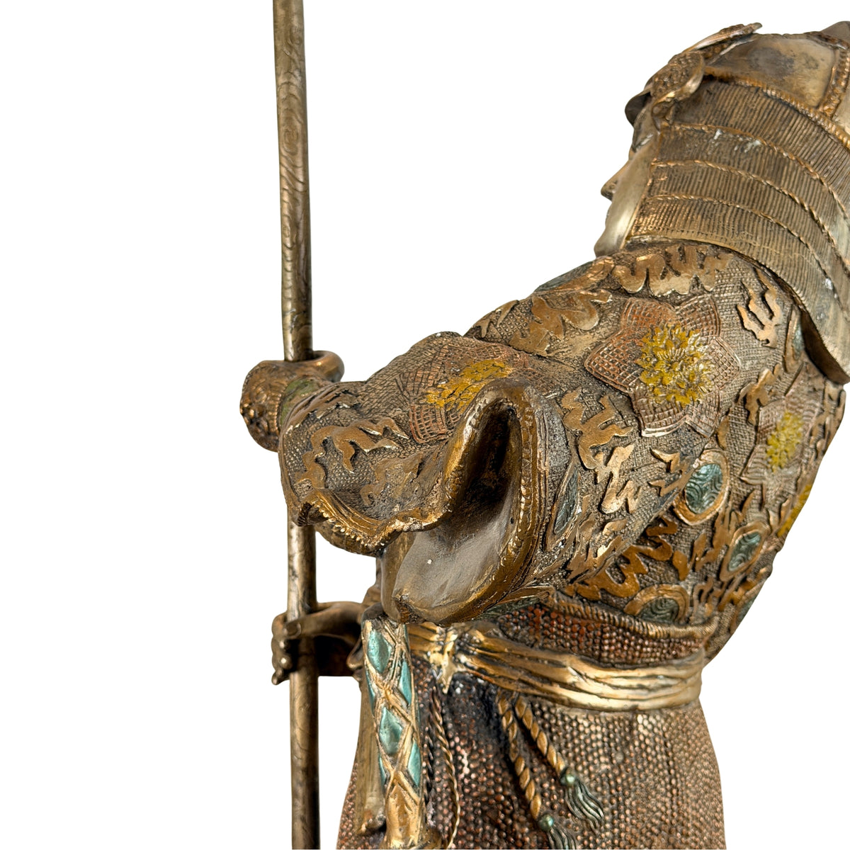 Monumentaal paar Japanse bronzen samurai in Miyao-stijl, 20e eeuw – productfoto 16