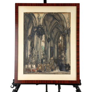 54x43cm Antiek Kerkinterieur Louis-Charles Crespin 1930 | Exclusieve Muurkunst5