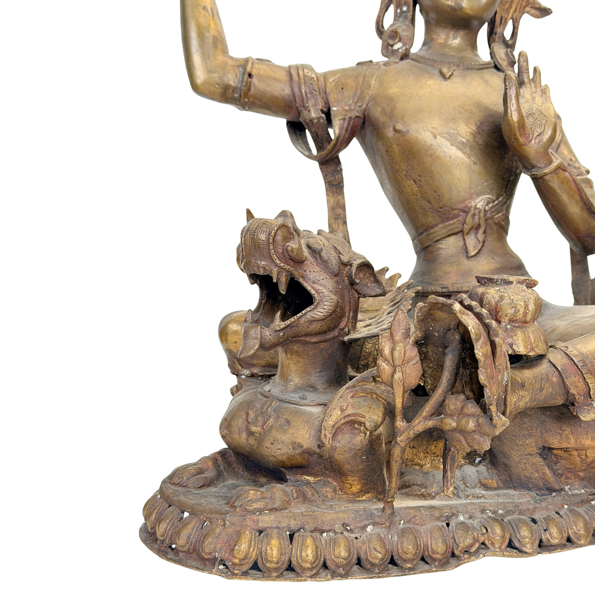 Achterzijde van 19e-eeuwse Nepalese bronzen Mañjuśrī uit de Kathmandu-vallei