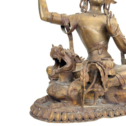 Achterzijde van 19e-eeuwse Nepalese bronzen Mañjuśrī uit de Kathmandu-vallei