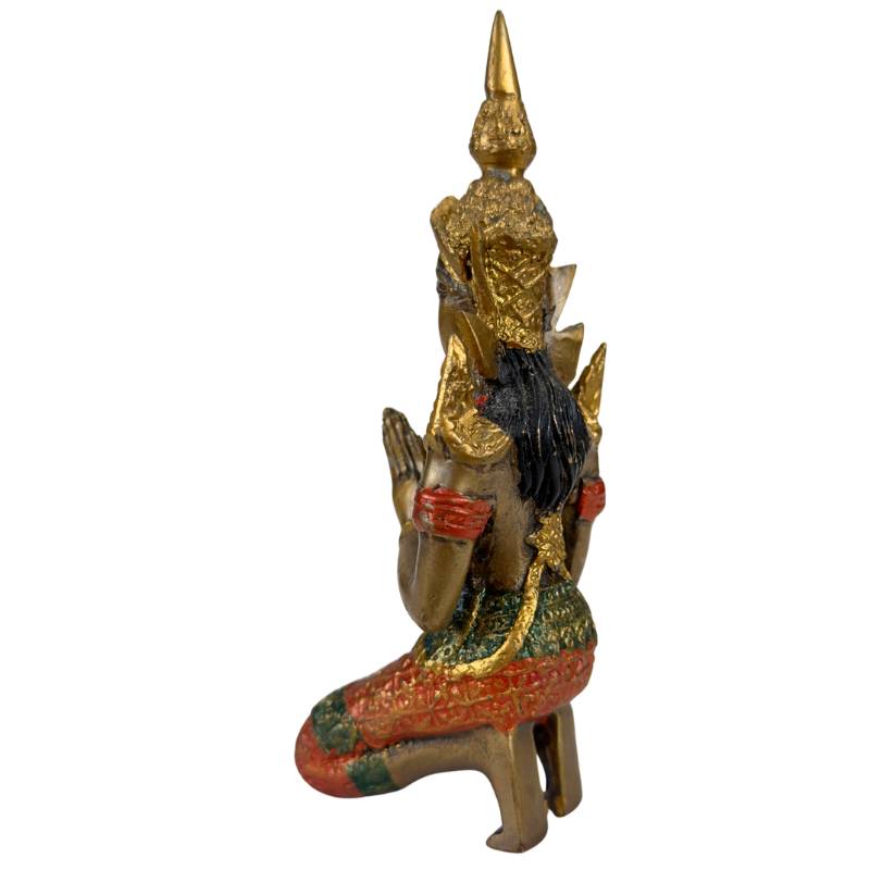 Thaise Thepanom Tempelwachter Beeld – Verguld en Polychroom – Knielende Devote Figuur