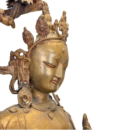 Monumentale Nepalese Mañjuśrī – linker zijaanzicht met zwaard en lotuscompositie
