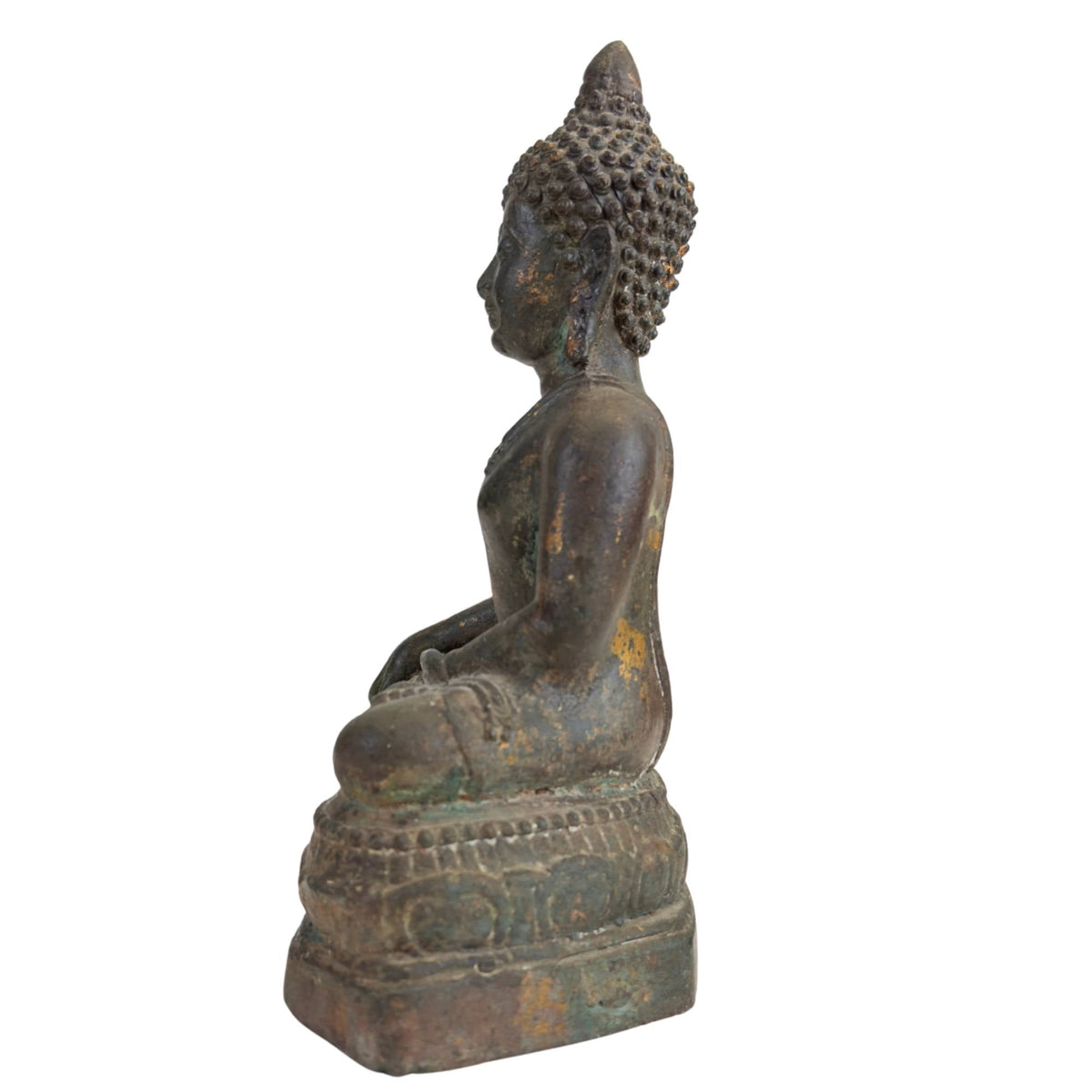 Thais bronzen Boeddhabeeld in bhumisparsha, Ayutthaya-stijl – opname 6