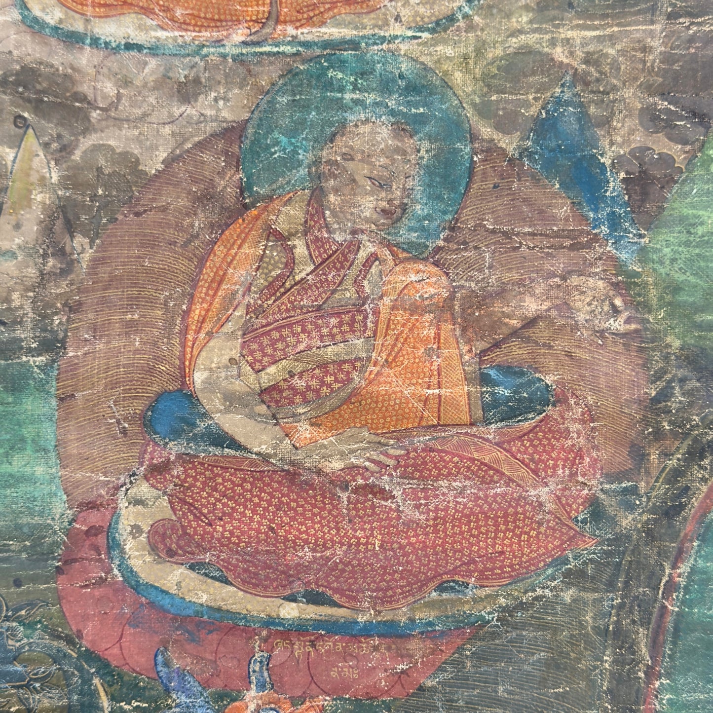 Monumentale Tibetaanse Sakya Lineage Thangka met Hevajra – Vroege Ngor-traditie, tweede helft 15e eeuw