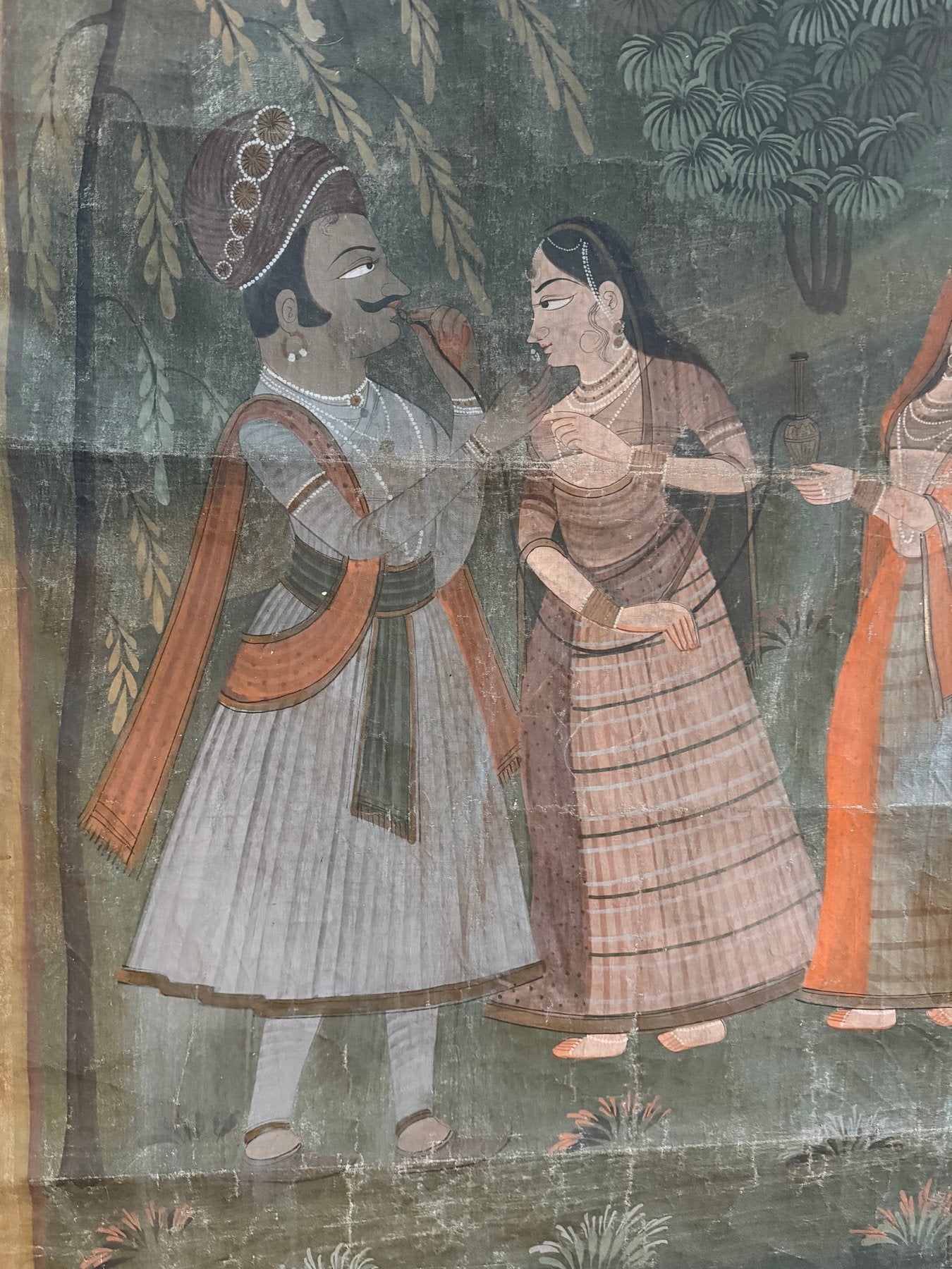 Antiek Pichwai schilderij Krishna & Gopi’s – India ca. 19e eeuw