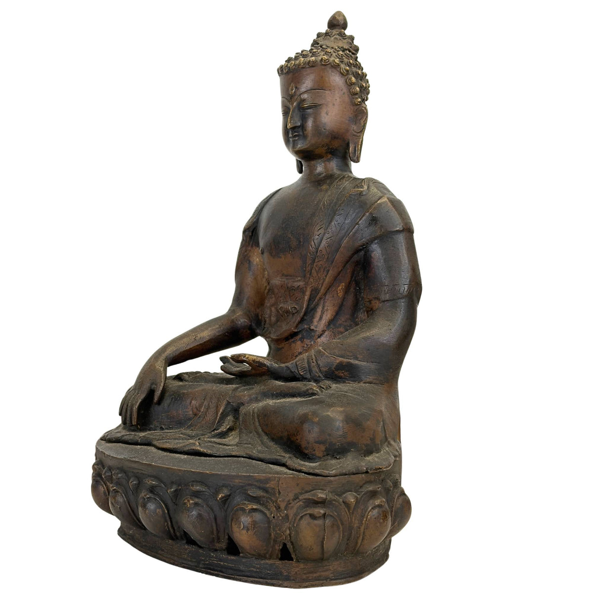 Monumentale 18e-eeuwse Shakyamuni Boeddha uit Ladakh in vuurverguld brons – opname 8
