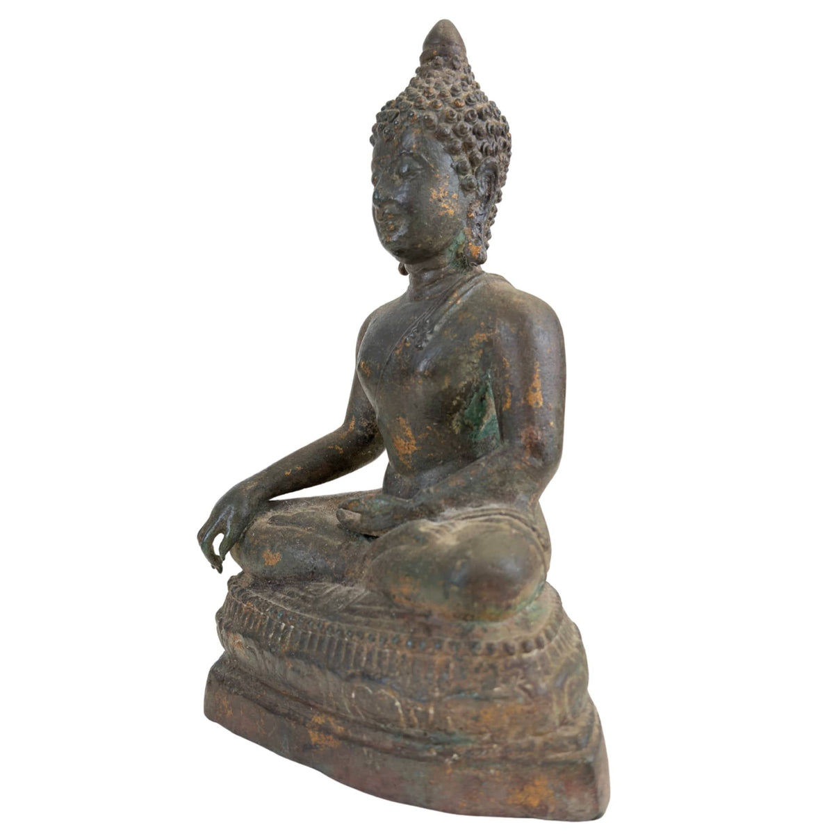 Thais bronzen Boeddhabeeld in bhumisparsha, Ayutthaya-stijl – opname 7
