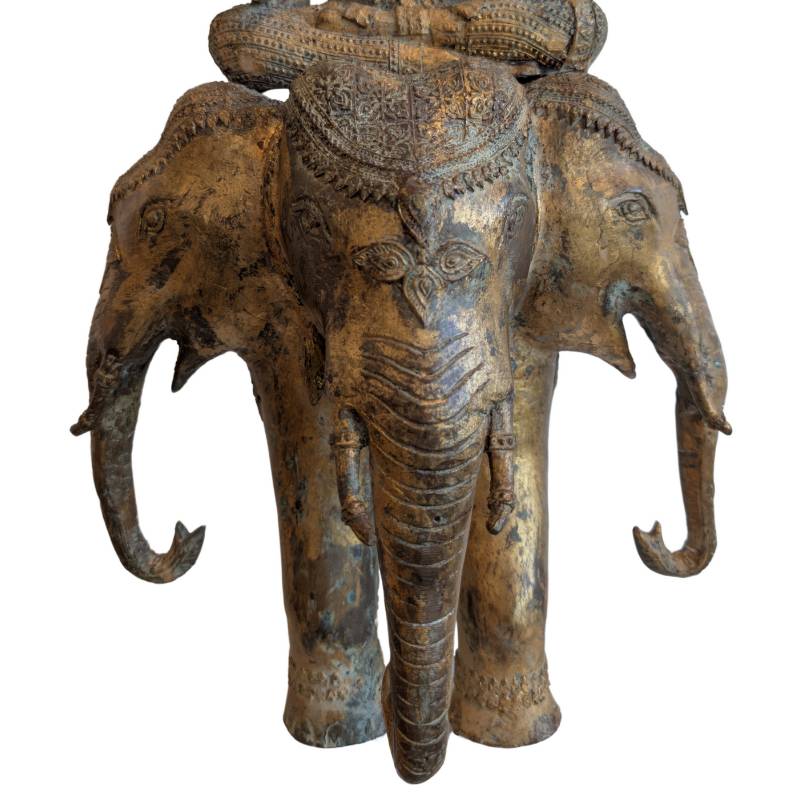 Trimukha Mahārakta Gaṇeśa op Airavata – Vuurverguld Newar brons, Nepal – lot 155