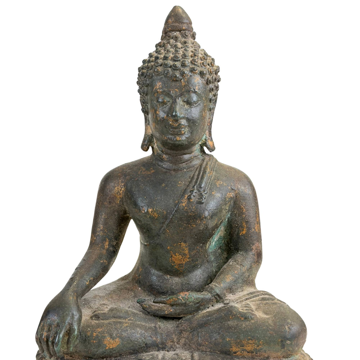 Thais bronzen Boeddhabeeld in bhumisparsha, Ayutthaya-stijl – opname 8