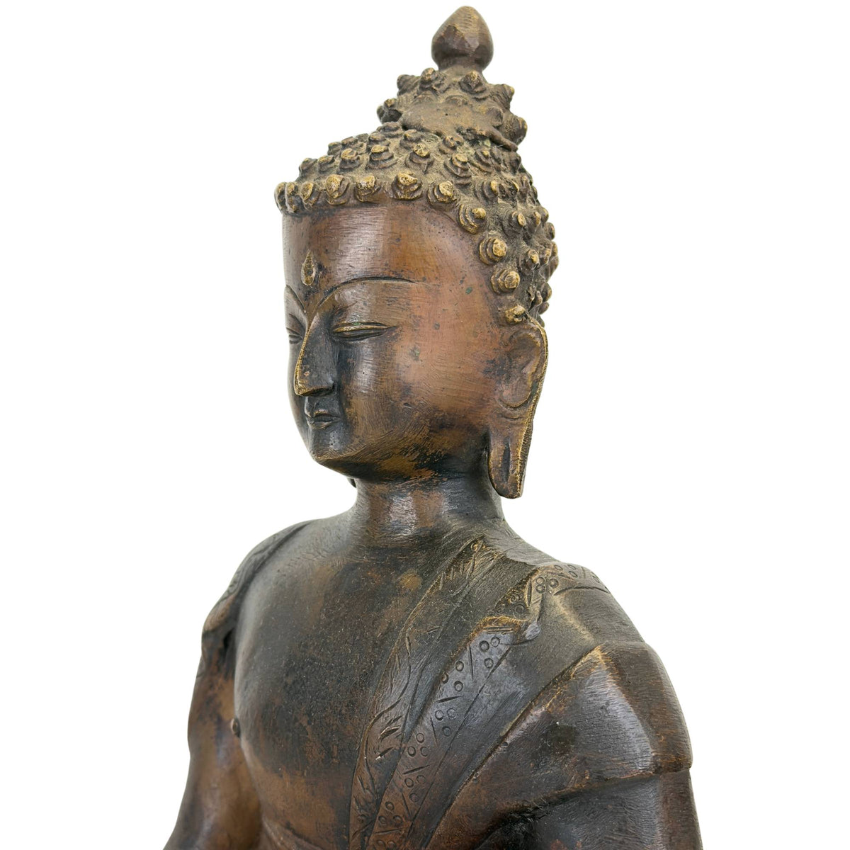 Monumentale 18e-eeuwse Shakyamuni Boeddha uit Ladakh in vuurverguld brons – opname 9