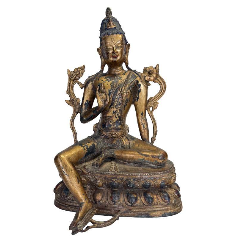 Verguld bronzen Avalokiteshvara Boeddha beeld in Sino-Tibetaanse stijl