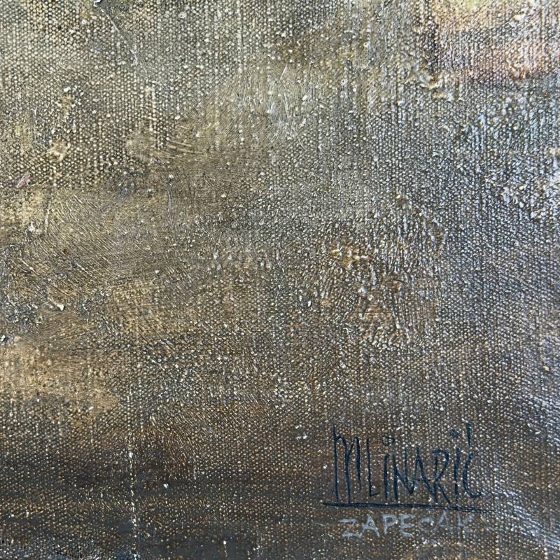 Detailopname van een gesigneerd olieverfschilderij op doek door de meester van de Naïeve kunst, Pavao Mlinarić.