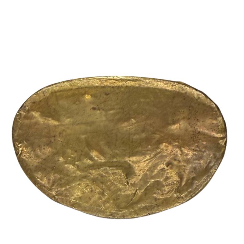 Profiel van messing Boeddha met authentieke donkere patina.