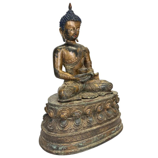 Sino-Tibetaans Boeddha beeld met medicijnpot