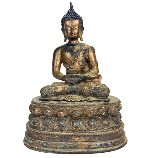 Medicijn Boeddha Bhaisajyaguru beeld verguld brons