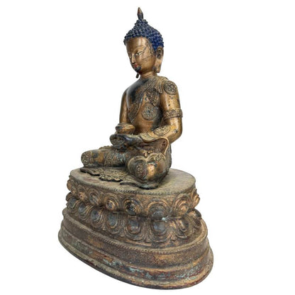 Medicijn Boeddha sculptuur van verguld koperlegering