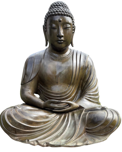 Bronzen Amida Boeddha opgesteld als groot Boeddha tuinbeeld