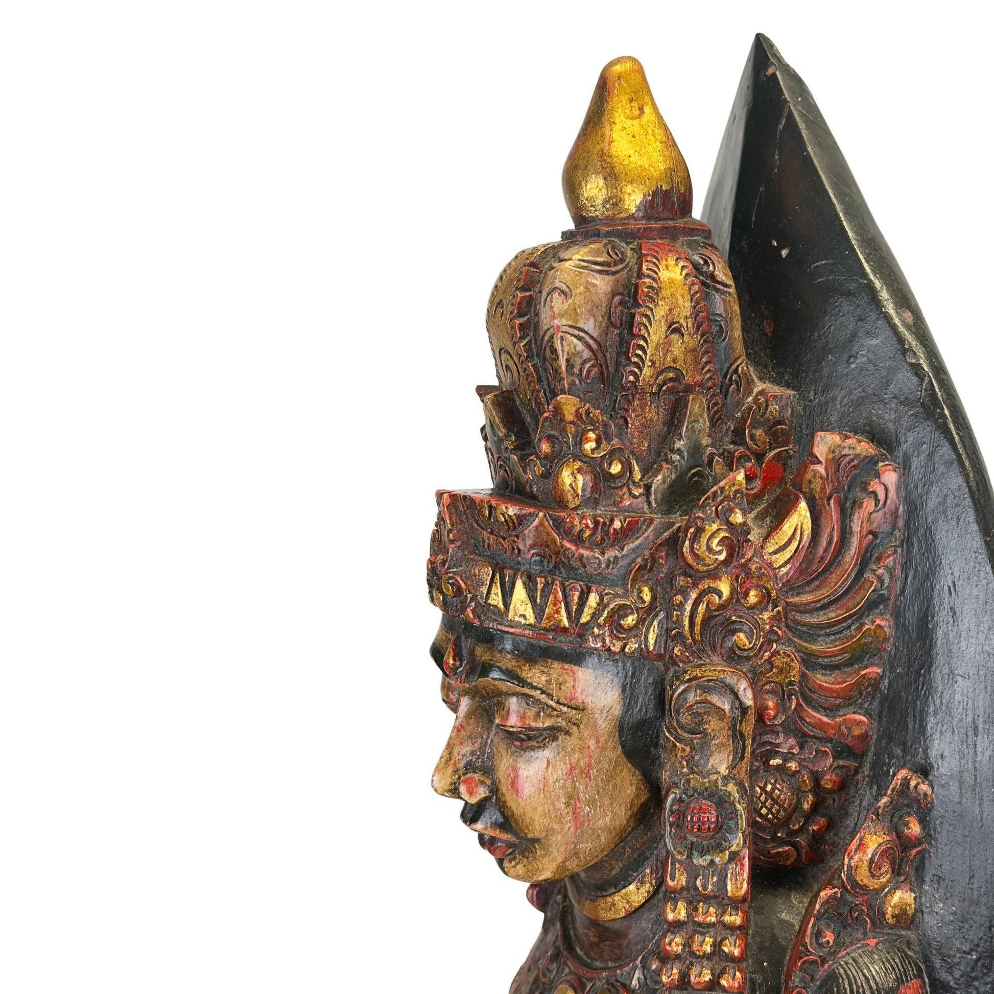 Antiek Bali beeld met traditionele Sembah houding