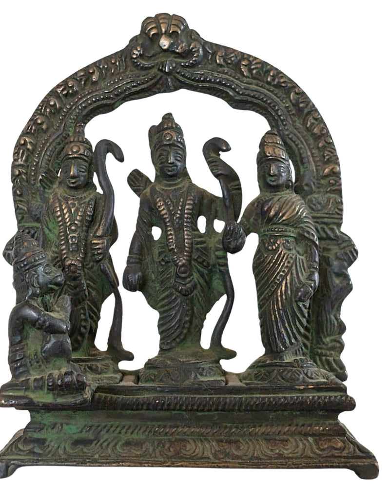 Antiek Indiaas Brons - Ram Darbar Altaarstuk (Rama, Sita, Lakshmana, Hanuman