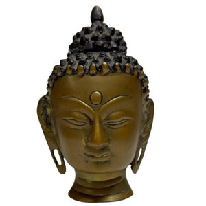 Antiek Boeddha hoofd in brons met resten van vergulding – lot 417