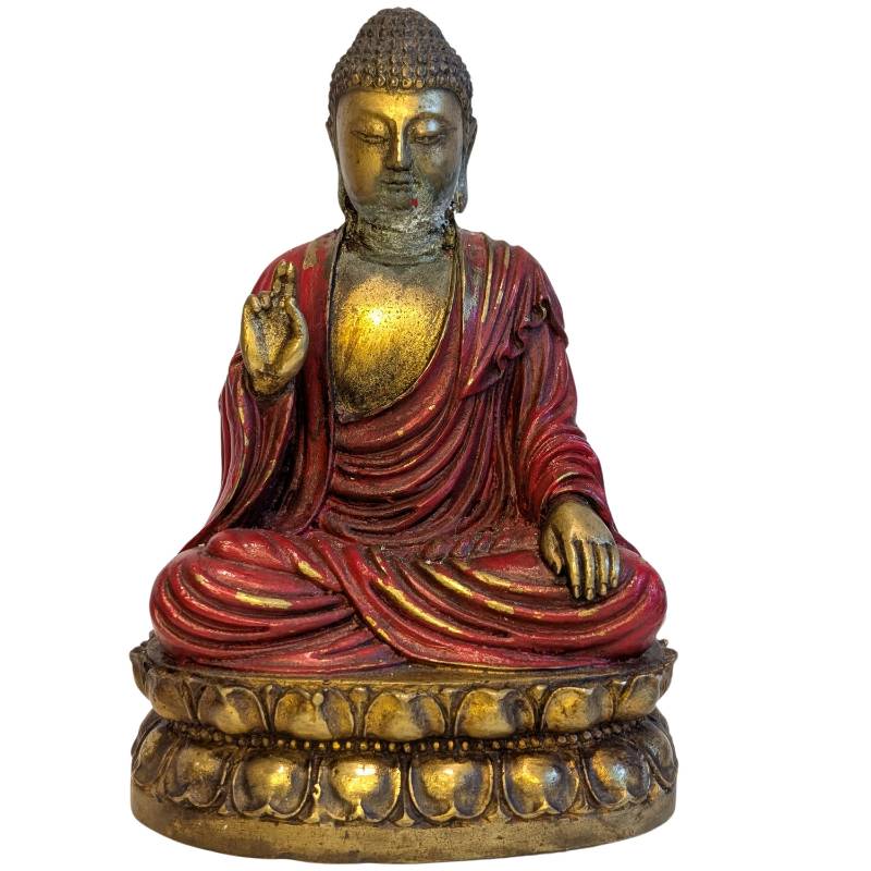 Antiek bronzen Boeddhabeeld ca. 1900 in abhaya mudra