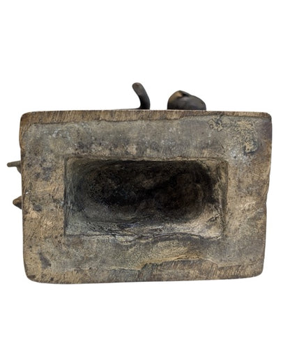 Antiek vuurverguld bronzen Ganesha beeld met natuurlijke patina, Himalaya 18e eeuw