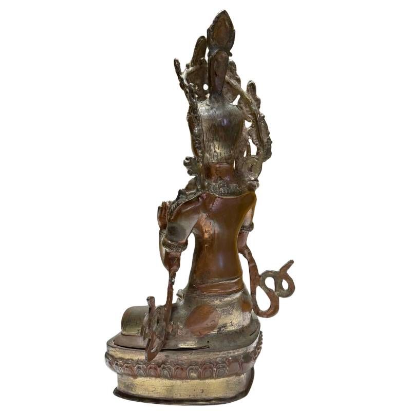 Bronzen Tara met Kataka mudra uit de Himalaya met natuurlijke veroudering