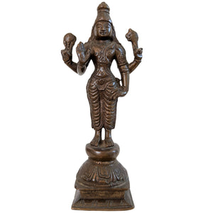 Antiek Bronzen Vishnu Beeld – Zuid-India – ca. 1920 – 17 cm – 520 g