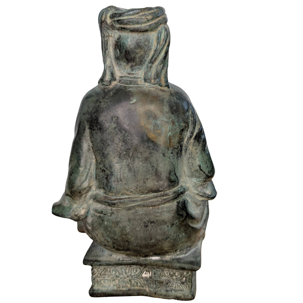 Detail van de onvervalste natuurlijke patina op antiek Chinees brons