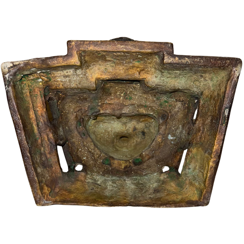 Antiek Himalaya boeddhabeeld van vuurverguld brons uit de Newar traditie