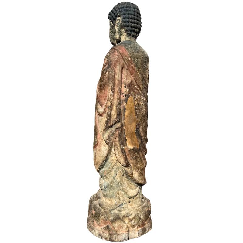 Antiek Kwanyin houten beeld met oude patina
