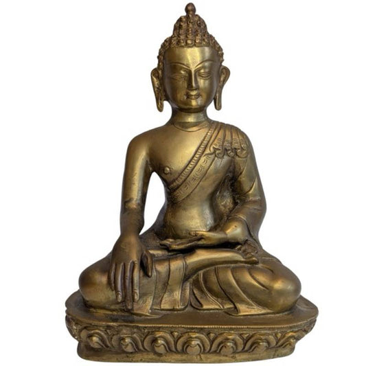 Antiek Ladakh boeddhabeeld van vuurverguld brons
