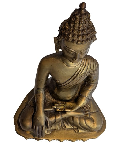 Antiek Ladakh bronzen boeddhabeeld met vuurvergulding