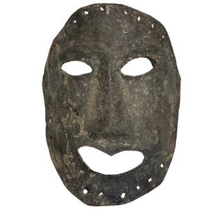 Muurdecoratie Zeldzaam Antiek Geklopt Metalen Sjamanenmasker – Himalaya Regio – ca. 1900