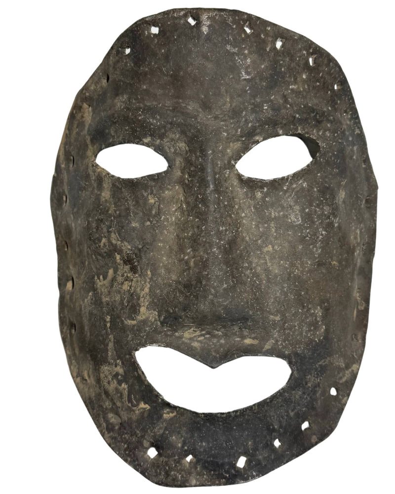 Muurdecoratie Zeldzaam Antiek Geklopt Metalen Sjamanenmasker – Himalaya Regio – ca. 1900