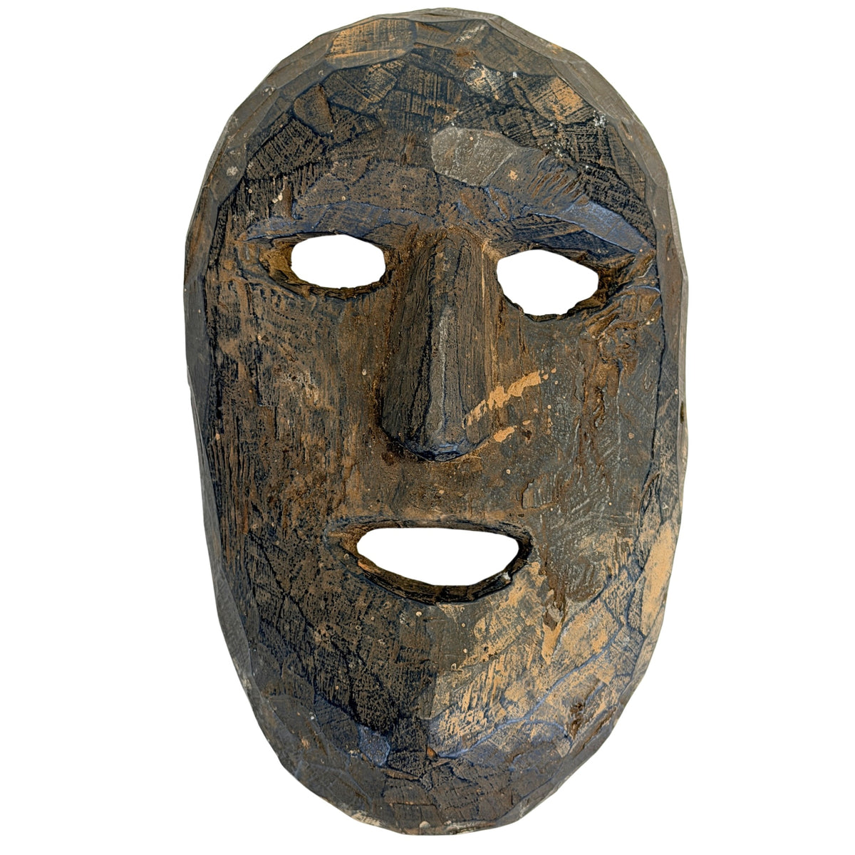 Antiek Nepalees houten sjamanenmasker uit de Middle Hills, vooraanzicht