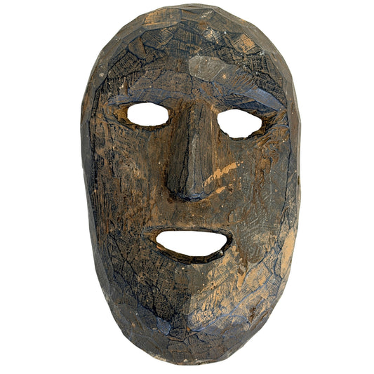 Antiek Nepalees houten sjamanenmasker uit de Middle Hills, vooraanzicht