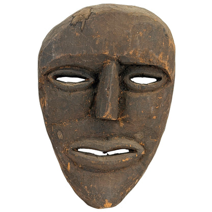 Antiek Nepalees houten sjamanenmasker met lange neus, vooraanzicht