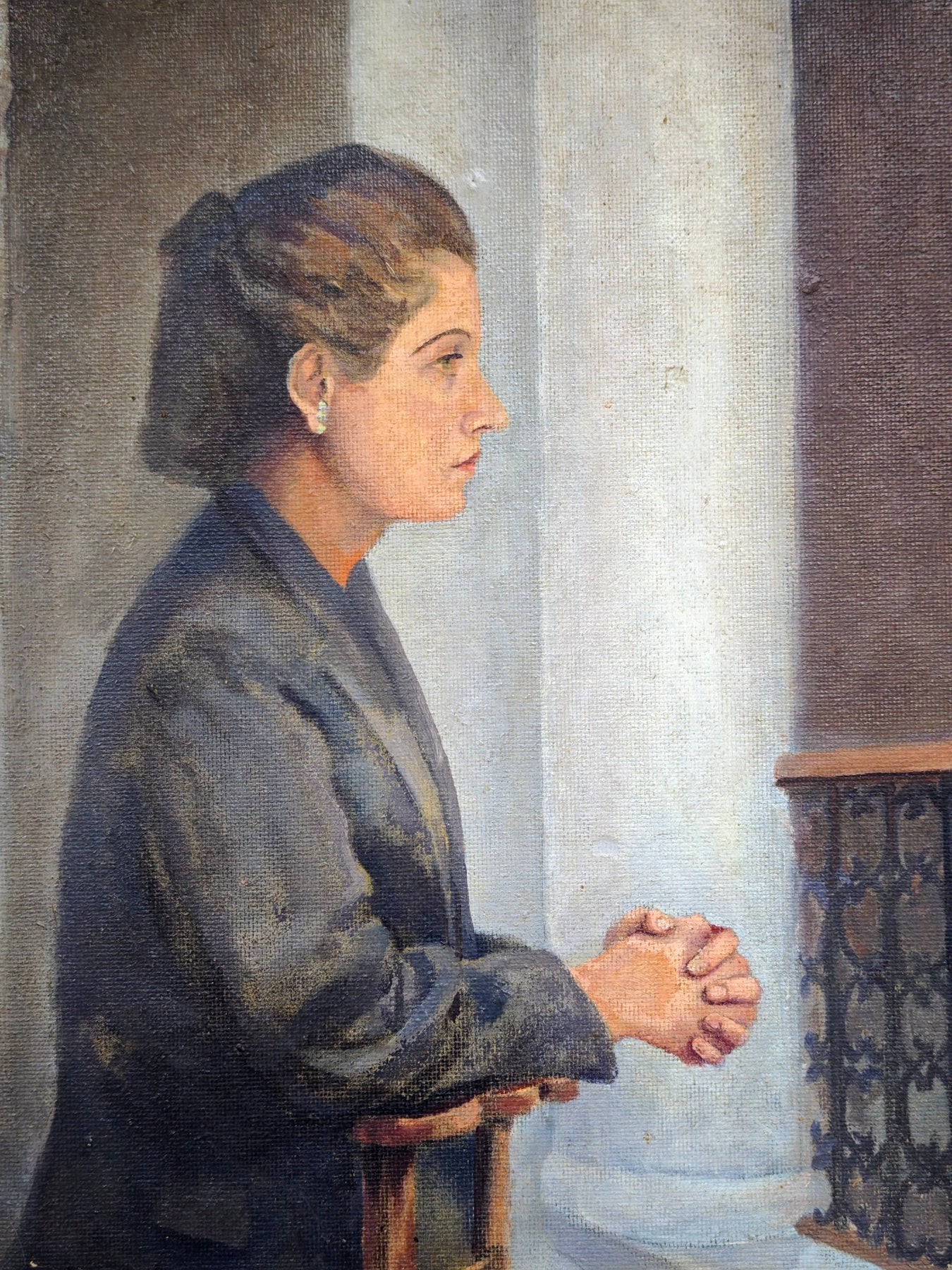 detail handen gevouwen vrouw schilderij ingetogen houding
