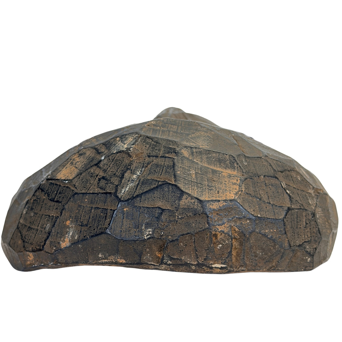 Bovenrand van antiek Nepalees sjamanenmasker met diepe donkere patina