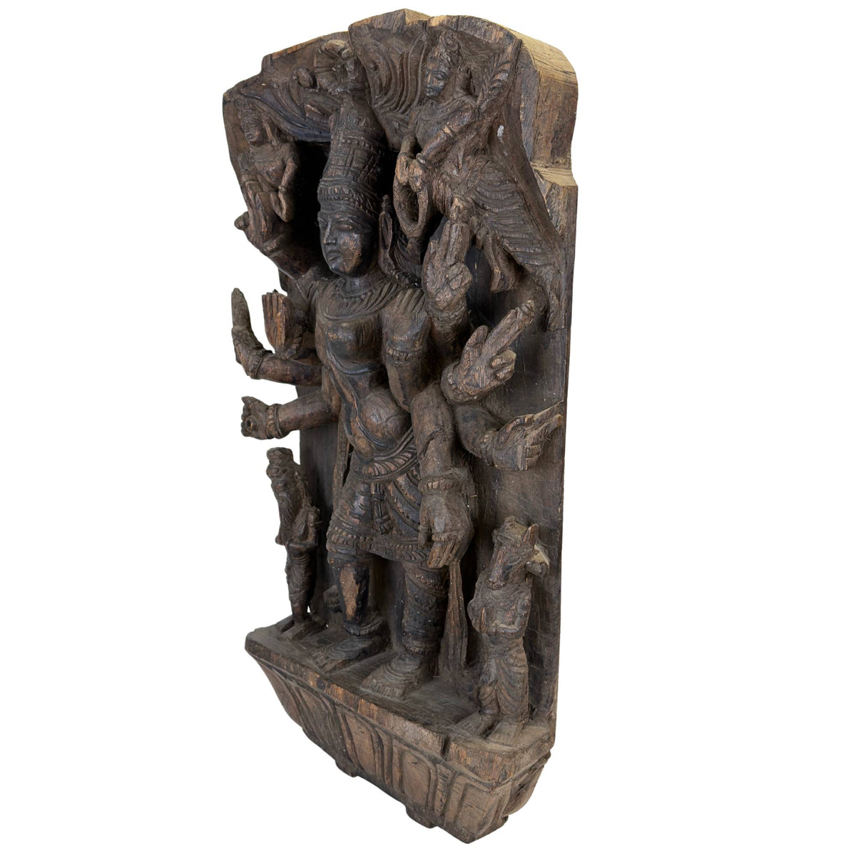 Religieus tempelpaneel met Ardhanarishvara in hoog reliëf