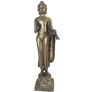 Antiek Thais Bronzen Boeddha Beeld – Abhaya Mudra – 31 cm