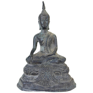 Antiek Thais Bronzen Boeddha Beeld – Sukhothai Stijl – 23,5 cm – 1.6 kg