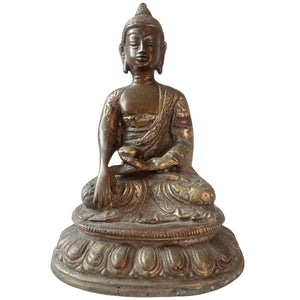 Antiek Burmese Vuurverguld Bronzen Boeddha – 18e/19e Eeuw – Museale Patina
