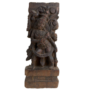 Antiek Tempelwagensnijwerk met Heer Rama, Zuid-India, 18e–19e Eeuw