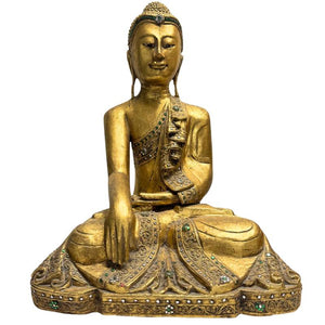 Museale 19e-Eeuwse Birmese Mandalay Boeddha – Massief Teakhout  (50,5 cm)