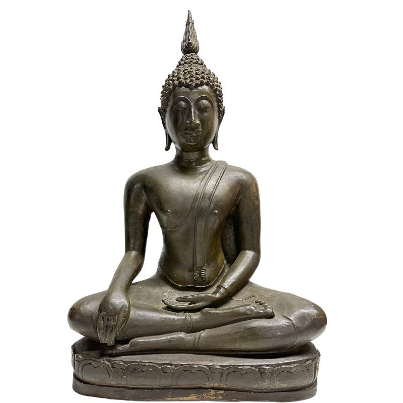 Bouddha Sukhothai en bronze thaïlandais antique du 19e siècle premium