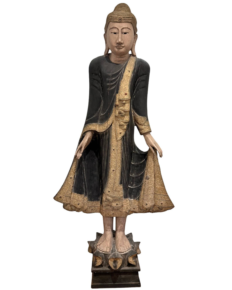 Birma Boeddha monumentale tempelreus van maar liefst 193 cm hoog en 86 cm breed!