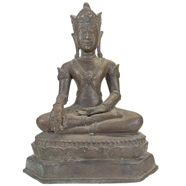 Antiek bronzen Boeddhabeeld uit Thailand, Nepal of Tibet