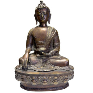 Antieke Bronzen Medicijnboeddha op Lotusbasis – Himalaya – Lot 430